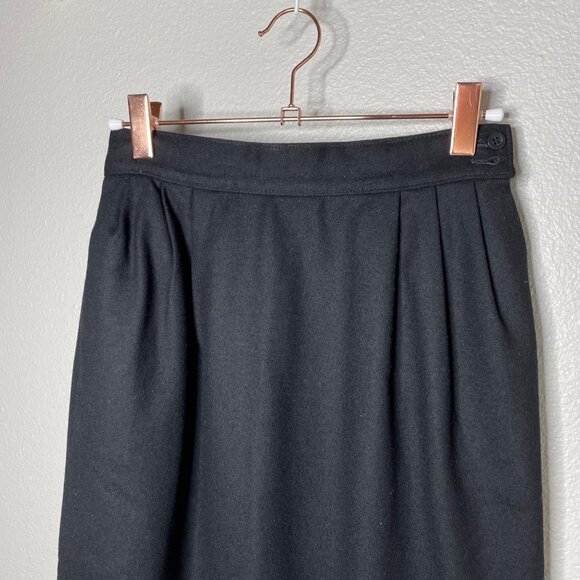 Vintage Pendleton Pencil Skirt Size 4 Petite Black Pure Virgin Wool Mid Length - Picture 2 of 7